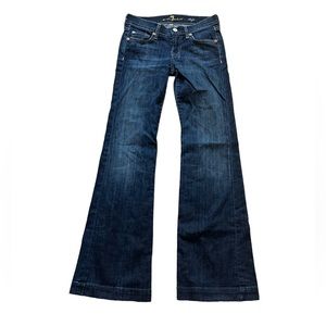 7 FOR All MANKIND Dojo Dark Wash Low Rise Wide Leg Stretch Denim Jean 24